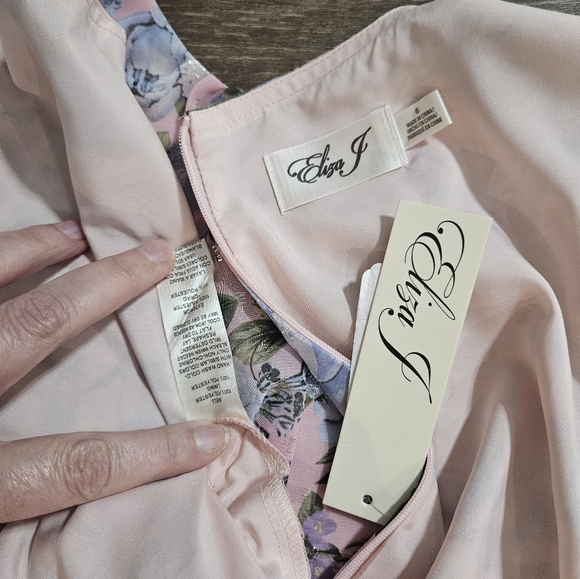NWT Eliza J Floral Print Pink Maxi Dress Sz 6 - Picture 11 of 12